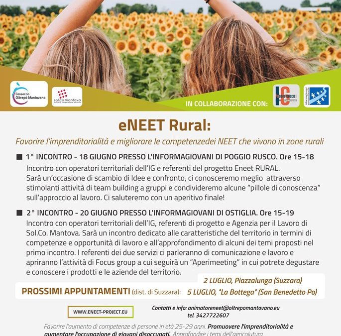 (English) eNEET RURAL PROJECT: the appointments with the young people of the area begin. SAVE THE DATE !!!